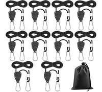 Lot de 10 cliquets à cliquet avec crochets, diamètre 4 mm, corde à cliquet réglable 2 m, 1/8", pour plantes, ventilateurs et lampes