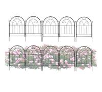 Lot de 10 clôtures de jardin décoratives en métal en forme d'arc pour chiens et lapins - Pour cour, terrasse, pelouse, jardin, arrière-cour, parterres de fleurs, parterres de légumes, , terres