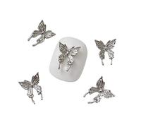Lot de 10 clous papillon en métal léger - Diamants métalliques - Pierres arbustes - Papillons - Accessoires de manucure
