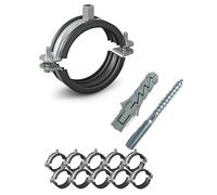 Lot de 10 colliers de serrage 32-46 mm | Ensemble de colliers de serrage | Collier de serrage à vis | avec cheville | Vis à double filetage | Acier galvanisé avec joint en caoutchouc | Support de