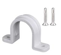 Lot de 10 colliers de serrage en plastique de 25 mm, clips de sangle de tuyau en PVC, colliers de serrage en plastique à deux trous, colliers de serrage pour conduits