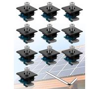 Lot de 10 colliers de serrage moyens pour panneaux solaires en aluminium de 30 mm/35 mm avec écrous et boulons - Kit de montage pour toit en métal, toit en étain, toit en tôle, toit plat