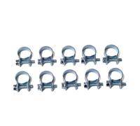 Lot de 10 colliers serrage for tuyaux carburant voiture, mini en acier au carbone for d'air et d'essence - Réutilisable & Réglable(15-17mm)
