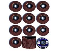 Lot de 10 compartiments Disques - Ø 115 mm x 22,23 mm - Grain 80 - Marron/Standard à lamelles/disque abrasif ponçage Mop Assiette/compartiments