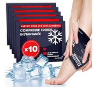 Lot de 10 compresses de refroidissement à plier - Compresse froide instantanée pour les premiers secours - Sac de refroidissement jetable pour les blessures et les gonflements - Pack réfrigérant