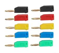 Lot de 10 connecteurs bananes de 2 mm, bornes électriques empilables plaquées or avec vis de fixation ou connexion soudée, pour câbles codés rouges, noirs, jaunes, verts
