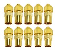 Lot de 10 connecteurs coaxiaux en métal pour antenne TV KUOQIY 5 femelle et 5 fiches mâles Câble coaxial femelle mâle RF Fiche d'antenne pour câble RF, plaqué or