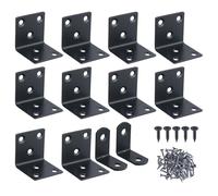 Lot de 10 connecteurs d'angle de 40 x 40 x 40 mm, et 2 connecteurs d'angle de 30 x 30 x 16 mm, angle de plaque perforée à 90 degrés, connecteur en bois à angle perforé, angle de montage d'angle en fer