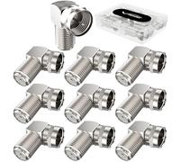 Lot de 10 connecteurs de câble coaxial RG6 femelle vers femelle plaqué or pour rallonge de câble coaxial, connecteur de câble TV à 90 degrés