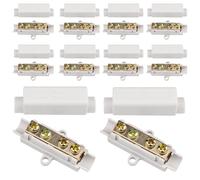 Lot de 10 connecteurs de fil en laiton conducteur double vis 1000 V 100 A Kit de bornier pour câblage ampèremètre 2,5 à 16 mm² Borne de fil conducteur Boîtier ABS Bornier