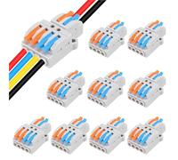 Lot de 10 connecteurs de fils à levier 2 entrées/4 sorties | Borniers conducteurs à insertion rapide, idéal for le contrôle électrique
