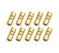 Lot de 10 connecteurs de ligne de frein à double extrémité en laiton de 4,76 mm - Design sans évasement pour une installation sûre des tuyaux automobiles - Double filetage - Conduites de frein en