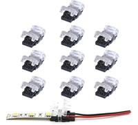 Lot de 10 Connecteurs de Ruban LED à 2 Broches pour Bande LED SMD 5050/3528 Couleur Unique Imperméable et Non-Imperméable de 10mm