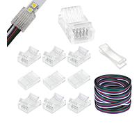 Lot de 10 connecteurs LED à 5 broches de 10 mm de large, sans fil, bande sans soudure sans soudure à câble, connecteurs rapides avec cordon d'extension de 5 m pour bandes LED SMD 5050 RGBW étanches ou