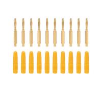 Lot de 10 connecteurs mâles fiche banane - Broches en cuivre rouge plaqué or de 2 mm avec boîtier PA bleu gaine isolée pour équipement de test - Assemblage modulaire usiné CNC (Jaune)