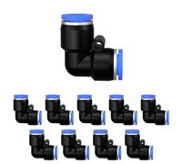 Lot de 10 connecteurs pneumatiques coudés à 90° - 16 mm - Fixation rapide - Adaptateur de conduite d'air PV - Adaptateur Push to Connect - Raccords à libération rapide (10, PV-16 mm)
