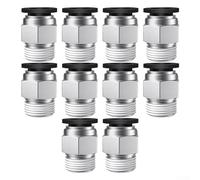 Lot de 10 connecteurs pneumatiques PC4M10 en acier inoxydable pour extrudeuses d'imprimante 3D, compatibles avec les tubes PTFE de 4 mm pour une connexion durable de tube à air