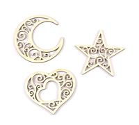 Lot de 10 copeaux de bois creux en forme de lune, d'étoile, de cœur
