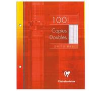 Clairefontaine 4421C Un Étui de Copies Doubles Perforées - 17x22 cm - 100 Pages Grands Carreaux - Papier Blanc 90 g - Étui Réutilisable