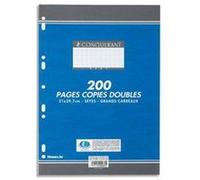 Lot de 10 Copies doubles perforées blanches, Format 21 x 29,7 cm, 200 pages, seyès, 70g - Sous étuis - G