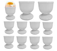 Lot de 10 coquetiers en plastique de qualité alimentaire en forme de coquille d'œuf pour saké Baijiu, vaisselle portable empilable pour restaurants, bars, fêtes, blanc