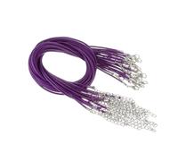 Lot de 10 Cordons en Similicuir de 1,5 mm et 2 mm for la Fabrication de Bracelets, avec fermoirs mousquetons, Cordons tressés réglables(Purple,Dia2mm x 50cm)
