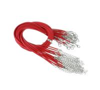 Lot de 10 Cordons en Similicuir de 1,5 mm et 2 mm for la Fabrication de Bracelets, avec fermoirs mousquetons, Cordons tressés réglables(Red,Dia2mm x 50cm)