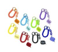 Lot de 10 cordons enroulés avec fermoir en métal, ressorts hélicoïdaux, porte-clés rétractable, étiquettes de bagages extensibles durables for clés, portefeuille, téléphone portable(Transparent)