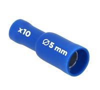 Lot de 10 cosses à fiches rondes Kalitec RHVB5 bleues de 1,5 mm à 2,5 mm² I Isolé I 5 mm de diamètre I 23 mm de long I Idéal pour connecter des câbles
