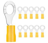 Lot de 10 cosses de câble à anneau 4 à 6 mm² - Jaune - Diamètre du trou M6 - Connecteurs de câble en PVC étamé - Partiellement isolés
