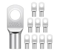 Lot de 10 cosses de câble tubulaires 35 mm² M8 - Cosses à anneau en cuivre non isolées - Pour câbles de batterie 35 mm² - Auto, connecteurs à sertir - Pince de terre - Cosses à anneau de 35 mm² (doré)
