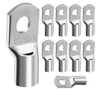 Lot de 10 Cosses de Câble Tubulaires 35mm² M6,Cosses Electriques Ronde à Œillet Cosses à Sertir a Oeil à Anneau,Connecteurs de Câble SC Non Isolés Cosse Electrique Plate Pour Voiture,Moto,Bateaux