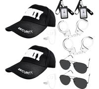 Lot de 10 costumes de service pour enfants jouant au cosplay Secret Security Guard Lunettes de soleil chapeau noir oreillette tube acoustique casque pour Halloween Jouets FBI Spy Police