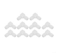 Lot de 10 coudes de tuyau en plastique en forme de L à 90° - Connecteur cannelé de diamètre égal pour pompe, tube en silicone et caoutchouc - 6 mm - Matériau PP semi-transparent