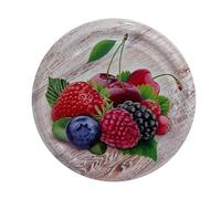 Lot de 10 couvercles à visser pour bocaux à confiture 82 mm Idéal pour tout type de conserves, miel, confiture, marmelade, chytney, les couvercles sont résistants aux acides (fruit 6)