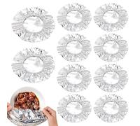 Lot de 10 couvercles alimentaires réutilisables en feuille d'aluminium de 20 cm | Contenants alimentaires élastiques | Sacs de conservation frais pour la maison, la cuisine, le barbecue, les