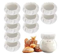 Lot de 10 couvercles en tissu respirant pour pot à levain - Large ouverture réutilisable pour pots de pâte aigre - Couvercles en tissu respirant pour bocaux à large ouverture et bouche normale