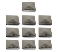 Lot de 10 couvercles pyramidaux en acier inoxydable pour tubes carrés, diamètre extérieur 80 mm et 100 mm, fixation sécurisée par clip (80 × 80 mm)