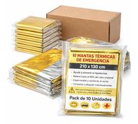 Lot de 10 couvertures thermiques d'urgence - Couverture de survie aluminisée double face doré/argenté 210 x 130 cm - Prévention de l'hypothermie pour voiture, montagne, camping et premiers secours