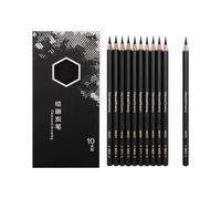 Lot de 10 crayons à charbon de bois professionnels - Pour artistes, débutants, dessins, esquisses, ombrages