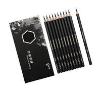 Lot de 10 crayons à charbon de bois professionnels - Pour artistes, débutants, dessins, esquisses, ombrages