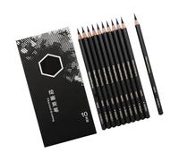 Lot de 10 crayons à charbon professionnels pour esquisses et ombrages - Ensemble de dessin en bois pour artistes, débutants - Fournitures artistiques professionnelles