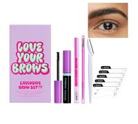 Lot de 10 crayons à sourcils avec carte à sourcils, kit de maquillage pour les yeux, mascara, crème à sourcils, crème à sourcils, contour des yeux