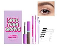 Lot de 10 crayons à sourcils pour sourcils - Kit de maquillage imperméable pour les yeux - Le kit de maquillage contient du mascara, une carte à sourcils et une crème à sourcils pour le bronzage des
