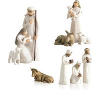 Lot de 10 crèches Born Scene Willow-Tree - Crèche de Noël avec figurines, crèche en résine