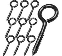 Lot de 10 crochets à œillets robustes de 6,3 cm en acier inoxydable - Crochets à vis pour bois - Sécurisation des fils de câble - Anti-rouille - Vis à œillets auto-taraudeuses pour intérieur et