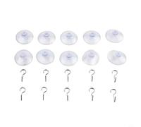 Lot de 10 crochets à ventouse transparents pour accrocher des vêtements, des couvertures, des clés sur des surfaces intérieures lisses Crochet en métal avec base ventouse en PVC