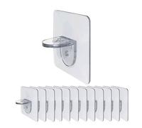 Lot de 10 crochets autocollants pour étagère - Supports muraux transparents robustes - Sans perçage, sans outils - Sans dommages, faciles à installer soi-même