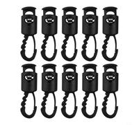 Lot de 10 crochets coupe-vent en plastique pour tente, noir | Construction en plastique, stabilité coupe-vent, s'adapte aux cordes de 7 mm, idéal pour les tentes et auvents