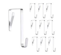 Lot de 10 Crochets de Porte en Acier Inoxydable Argent à Suspendre, Accroche-Porte Inoxydable, Utilisables Individuellement, Patere Porte pour Porte ou Placard, Crochet Polyvalent sans Perçage